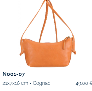 N SAC BANDOULIERE CUIR DE VACHETTE ECO RESPONSABLE TAN