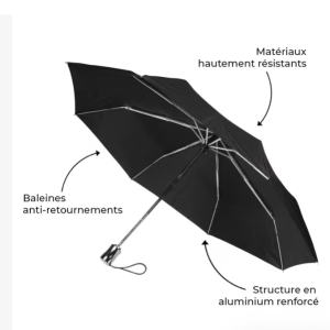 PARAPLUIE bois deluxe XTRA SOLIDE Noir Xtra Solide