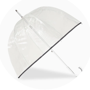 PARAPLUIE Cloche Transparent PVCNoir Ouverture manu