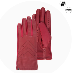 GANTS FEMME tactiles cuir et tissu ROUGE Cuir de mouto