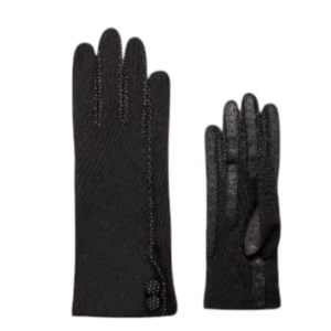 GANTS FEMME tissu noir liseret Pois Smartouch  Non do