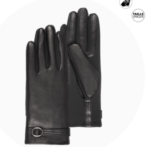 GANTS FEMME tactiles cuir de mouton Noir boucle Smarto