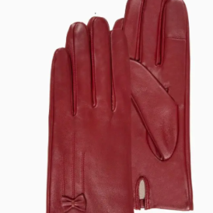 GANTS FEMME cuir noeud Rouge Smartouch  Cuir d'agneau