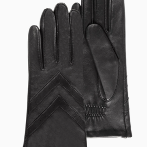 Gants Femme chevrons Noir Cuir agneau  doubl?s polair
