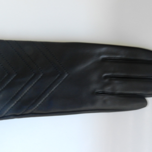 Gants Femme chevrons Noir Cuir agneau  doubl?s polair