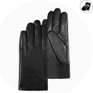 Gants Femme tactiles Cuir Chaud Noir Cuir d'agneau
