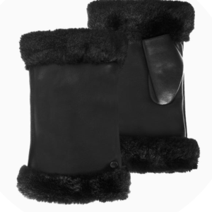 Mitaines Femme cuir d&#agneau Noir Cuir d'agneau pleine