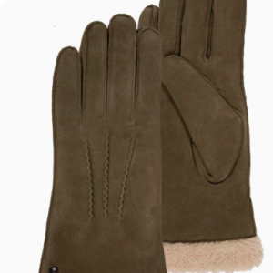 Gants Femme cuir velours fourr?s Olive Cuir ch?vre vel