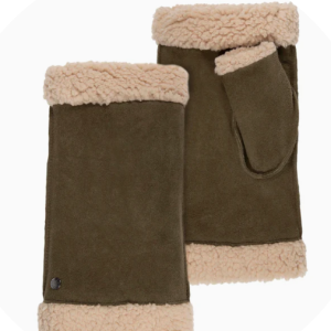 Mitaines Femme en cuir et imitation fourrure Olive Cui