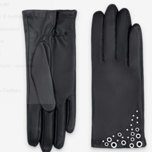 SN Gants cuir noir agneau% soieTactile