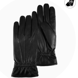 GANTS HOMME tactiles en cuir Noir Cuir de ch?vre plein