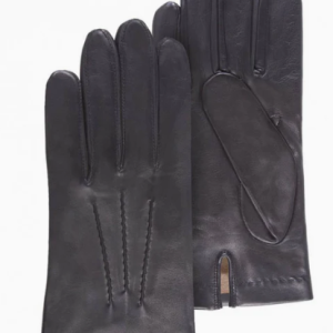 GANTS HOMME cuir d'agneau et soie Noir Cuir agneau  d