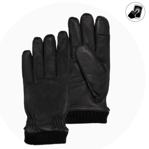 GANTS HOMME SmarTouch cuir ?lastique Noir Smartouch