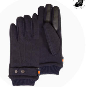 GANTS HOMME tissu lain? marine Smartouch  Tissu lain?