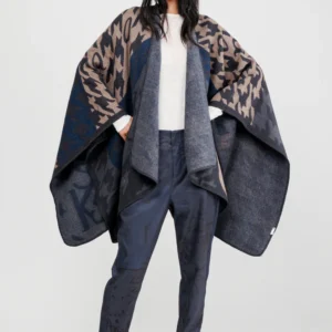 Poncho bleu et beige Anekke collection Mademoiselle